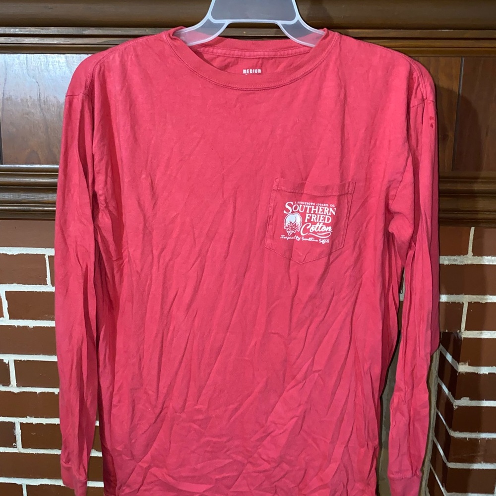 Southern Fried Cotton Men's Red Long Sleeve Shirt